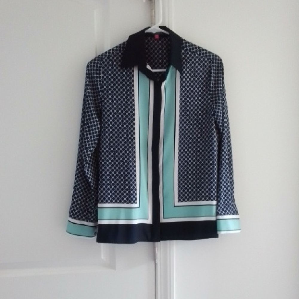 Elegant Blue and Mint Women's Button Down Shirt